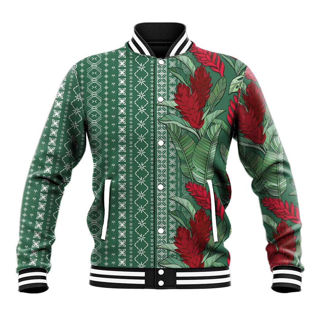 Women's Day Samoa Malu Tattoo Inspired Mix Teuila Baseball Jacket Sage Green