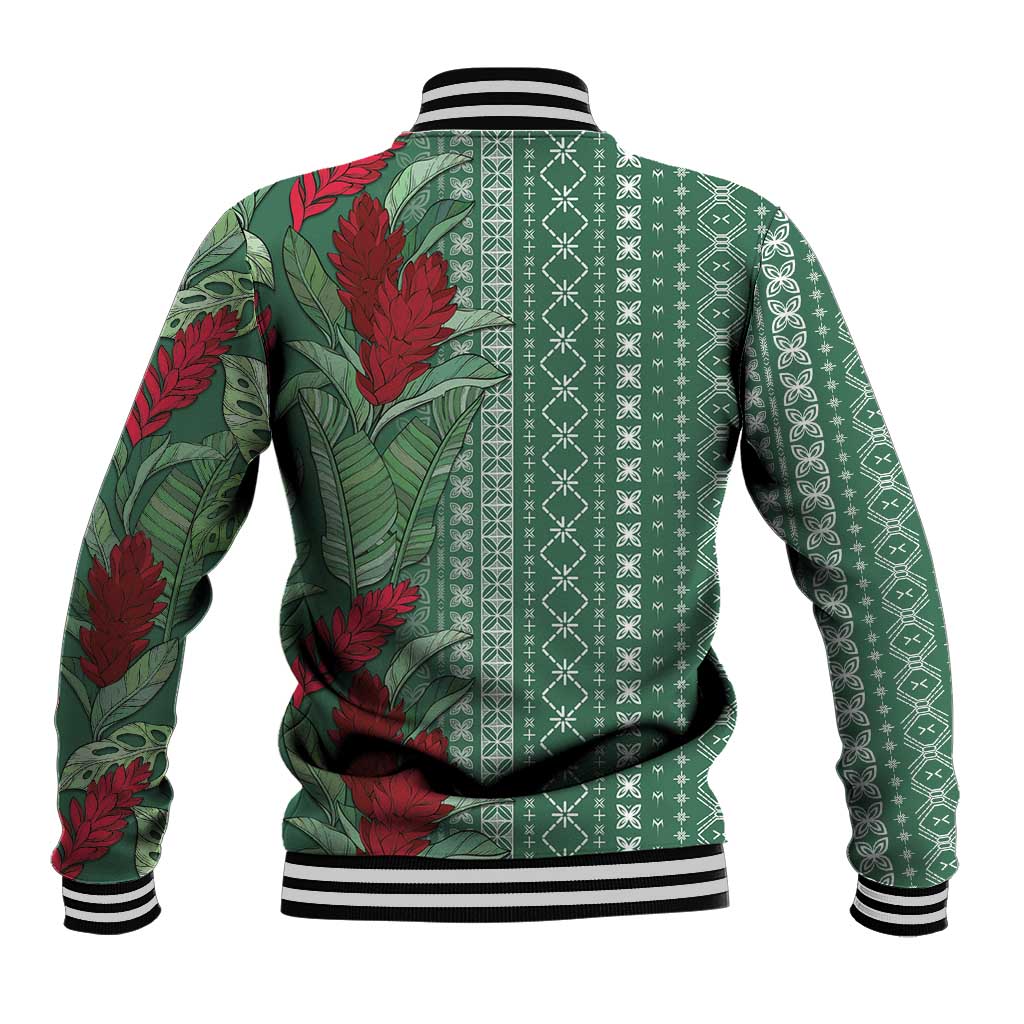 Women's Day Samoa Malu Tattoo Inspired Mix Teuila Baseball Jacket Sage Green