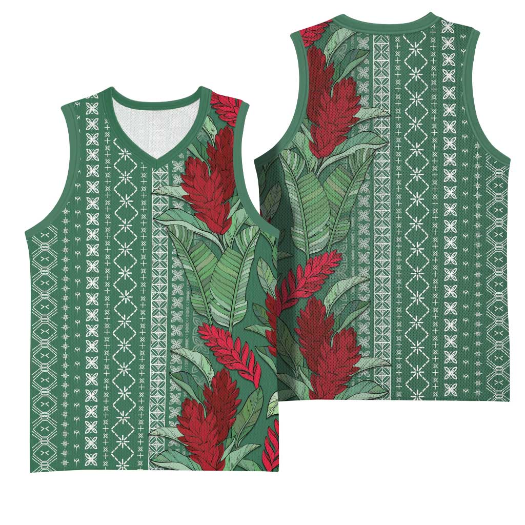 Women's Day Samoa Malu Tattoo Inspired Mix Teuila Basketball Jersey Sage Green
