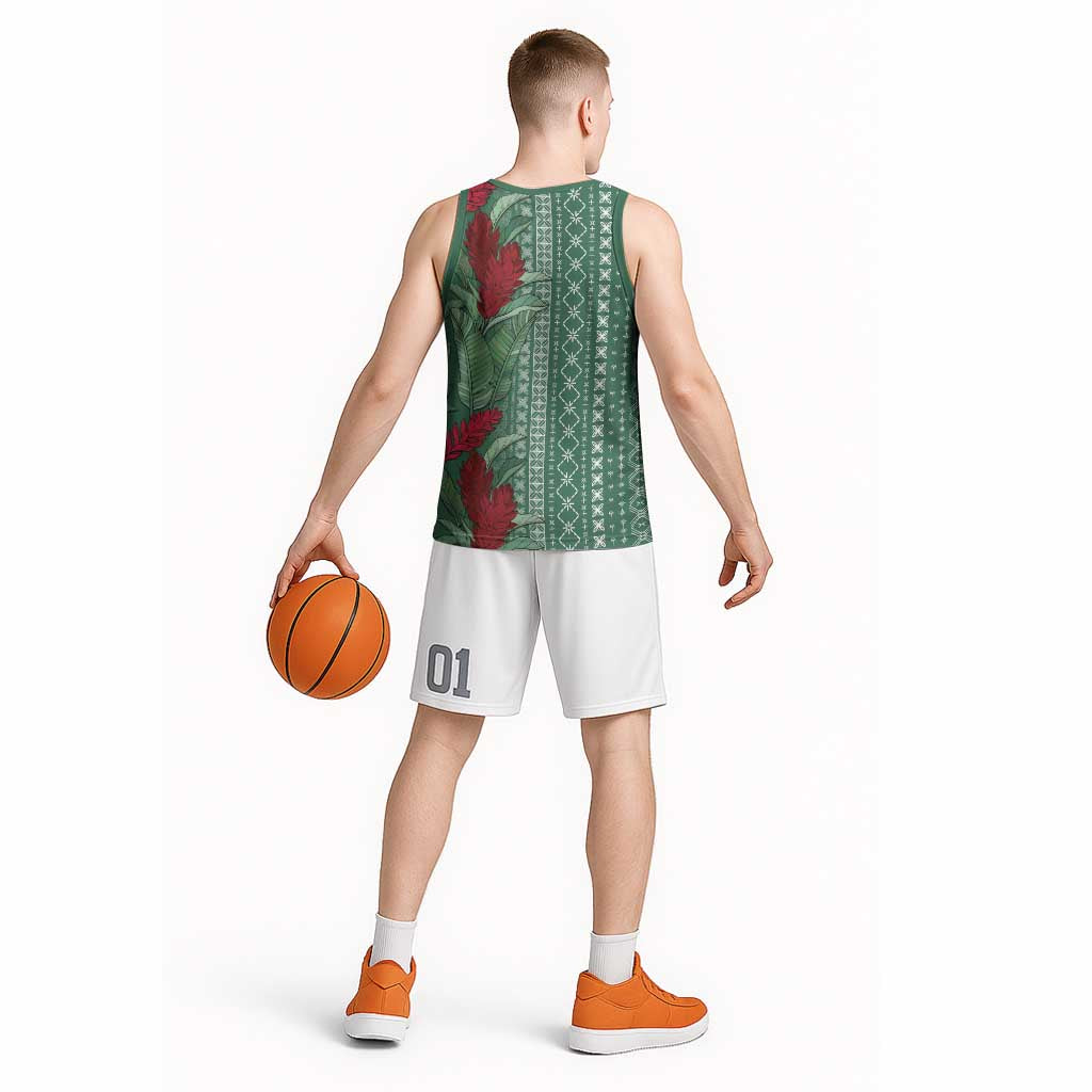 Women's Day Samoa Malu Tattoo Inspired Mix Teuila Basketball Jersey Sage Green