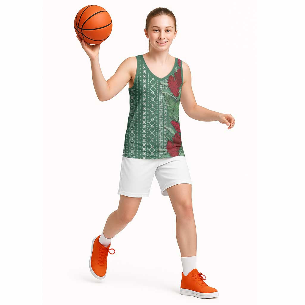 Women's Day Samoa Malu Tattoo Inspired Mix Teuila Basketball Jersey Sage Green