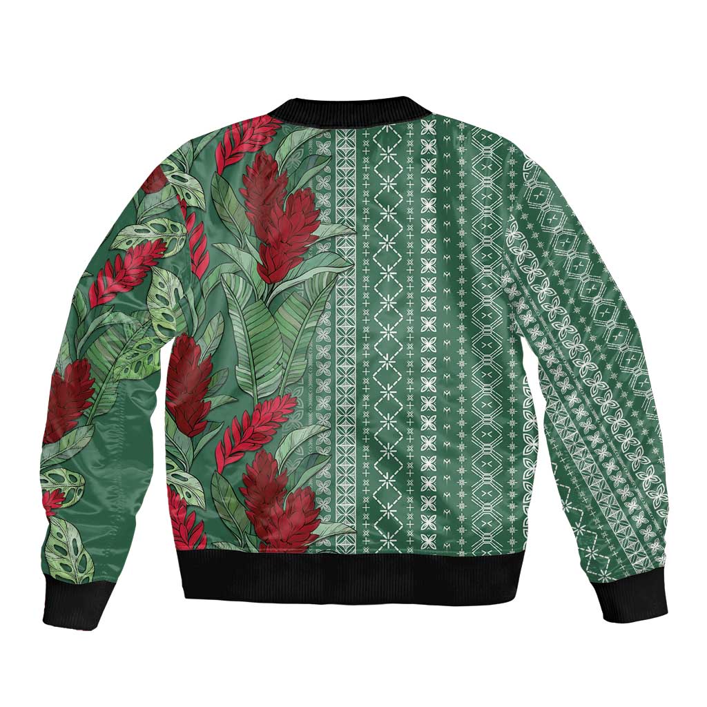 Women's Day Samoa Malu Tattoo Inspired Mix Teuila Bomber Jacket Sage Green