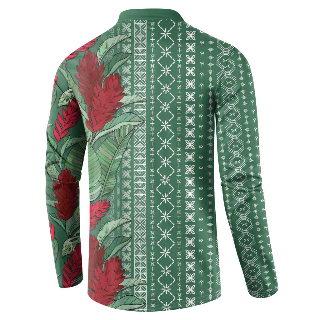 Women's Day Samoa Malu Tattoo Inspired Mix Teuila Button Sweatshirt Sage Green