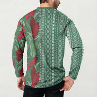 Women's Day Samoa Malu Tattoo Inspired Mix Teuila Button Sweatshirt Sage Green