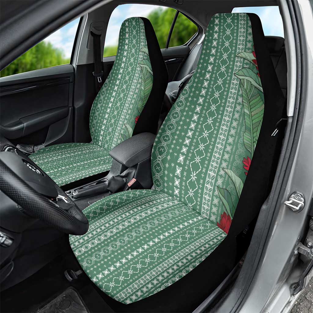 Women's Day Samoa Malu Tattoo Inspired Mix Teuila Car Seat Cover Sage Green