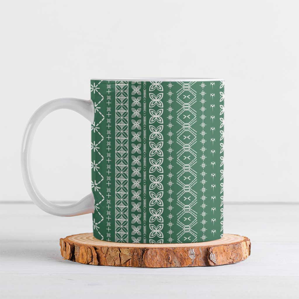 Women's Day Samoa Malu Tattoo Inspired Mix Teuila Ceramic Mug Sage Green