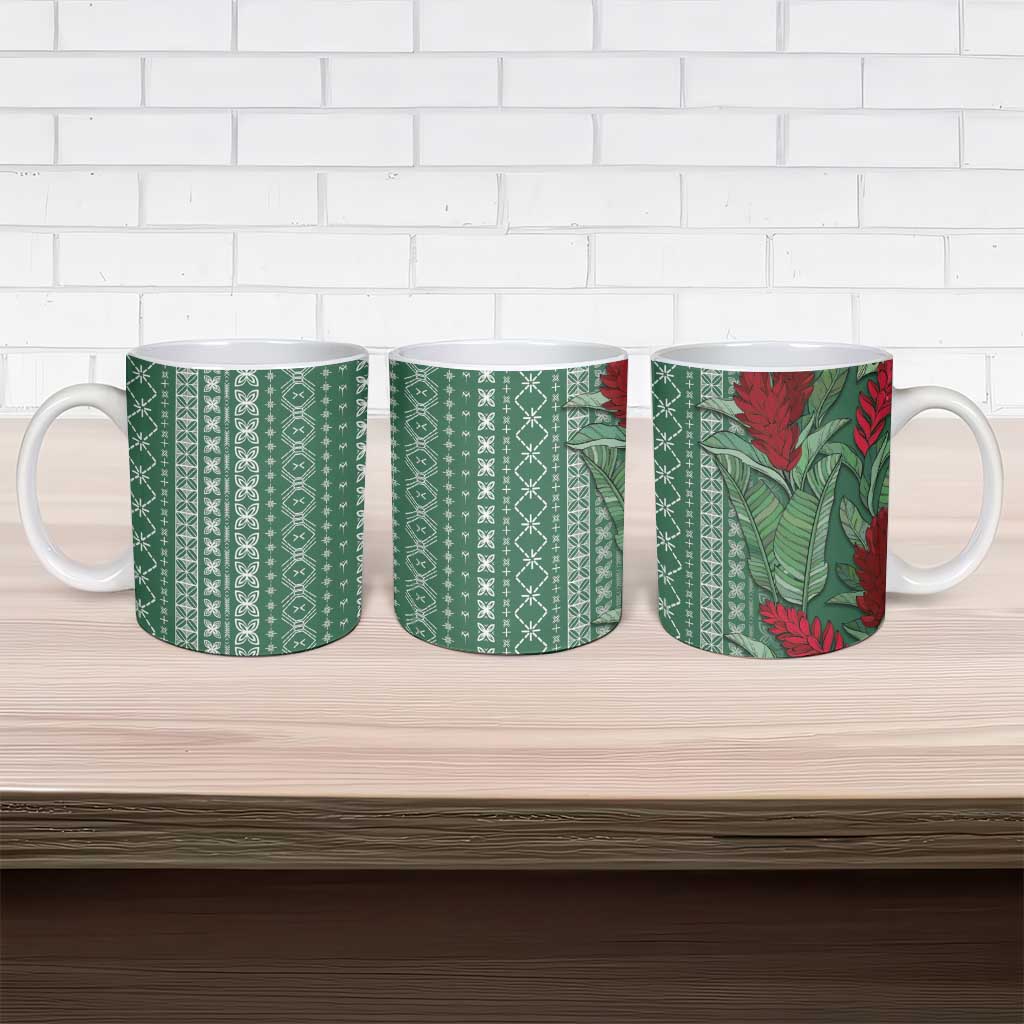 Women's Day Samoa Malu Tattoo Inspired Mix Teuila Ceramic Mug Sage Green