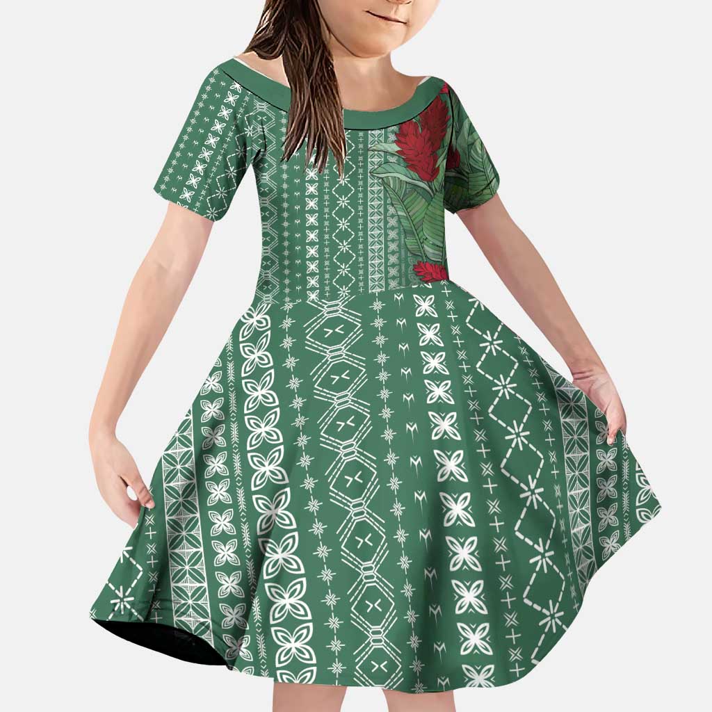 Women's Day Samoa Malu Tattoo Inspired Mix Teuila Family Matching Off Shoulder Maxi Dress and Hawaiian Shirt Sage Green