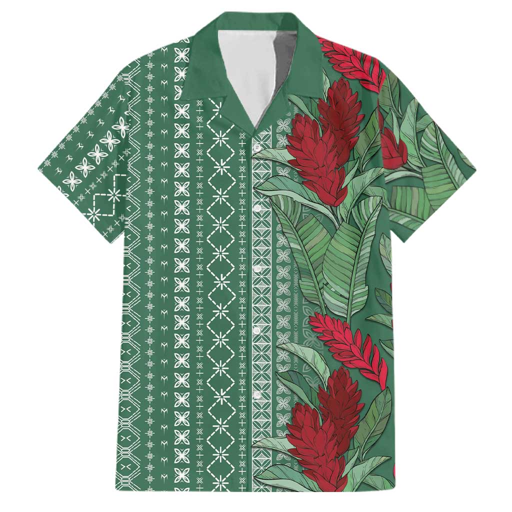 Women's Day Samoa Malu Tattoo Inspired Mix Teuila Family Matching Off Shoulder Maxi Dress and Hawaiian Shirt Sage Green