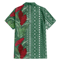 Women's Day Samoa Malu Tattoo Inspired Mix Teuila Family Matching Off Shoulder Short Dress and Hawaiian Shirt Sage Green
