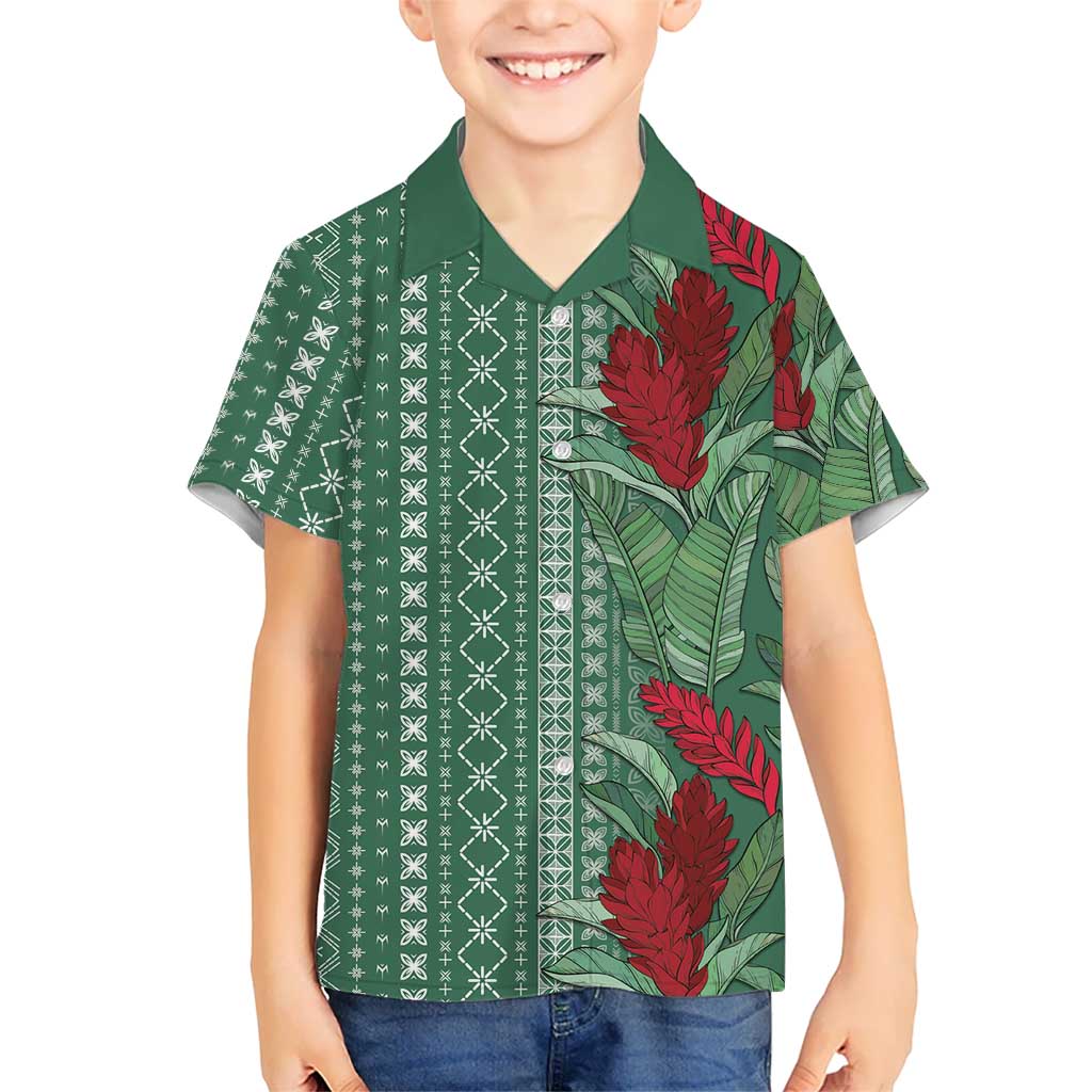 Women's Day Samoa Malu Tattoo Inspired Mix Teuila Family Matching Puletasi and Hawaiian Shirt Sage Green