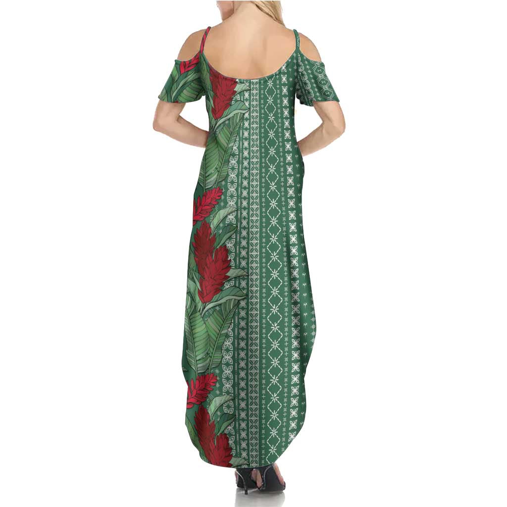 Women's Day Samoa Malu Tattoo Inspired Mix Teuila Family Matching Summer Maxi Dress and Hawaiian Shirt Sage Green LT7 - Polynesian Pride