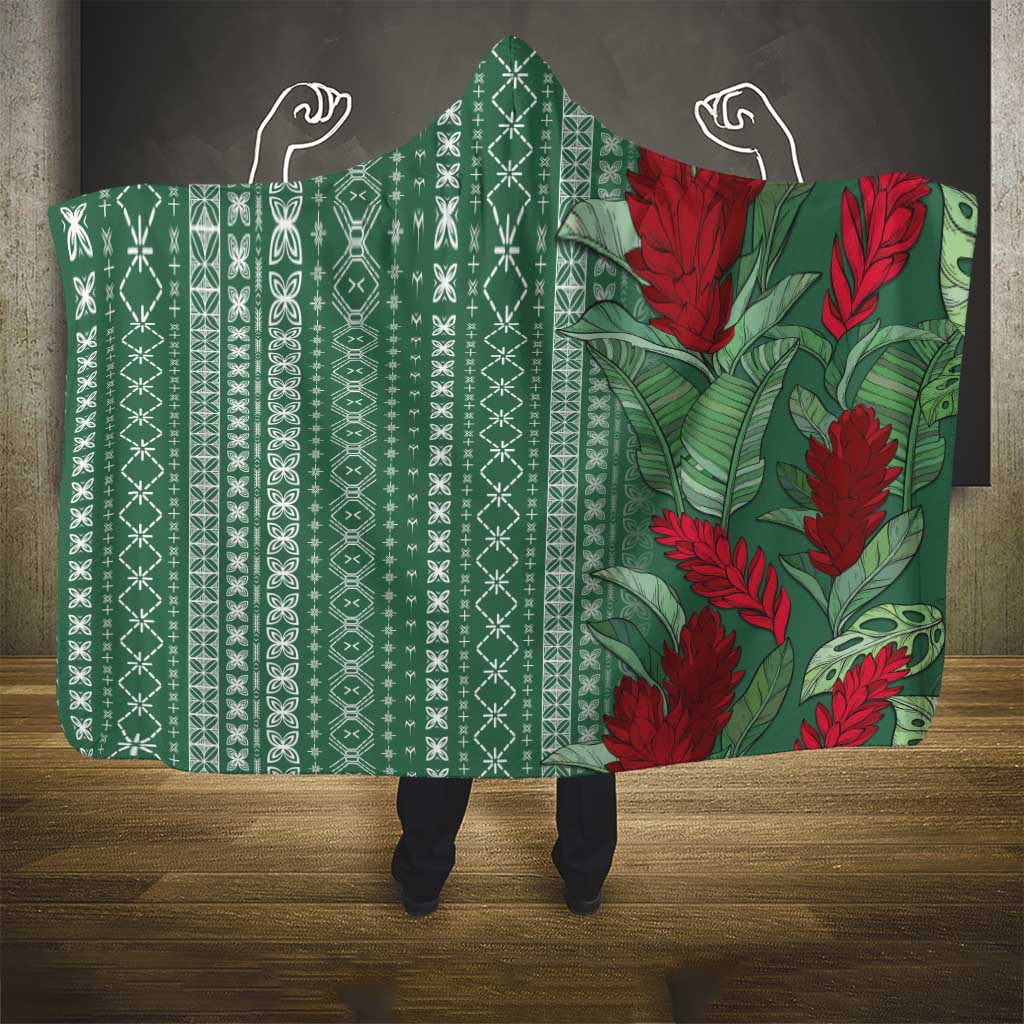 Women's Day Samoa Malu Tattoo Inspired Mix Teuila Hooded Blanket Sage Green