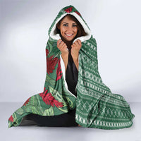 Women's Day Samoa Malu Tattoo Inspired Mix Teuila Hooded Blanket Sage Green