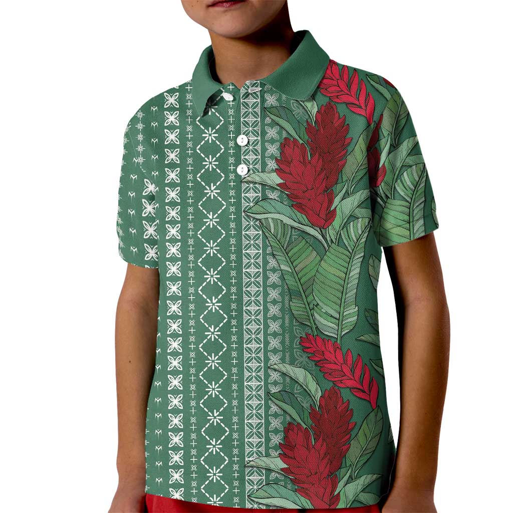 Women's Day Samoa Malu Tattoo Inspired Mix Teuila Kid Polo Shirt Sage Green