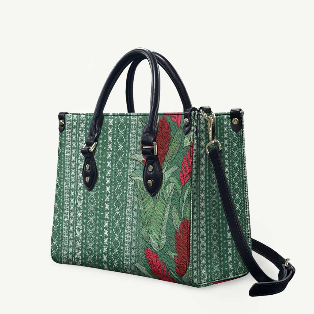 Women's Day Samoa Malu Tattoo Inspired Mix Teuila Leather Bag Sage Green