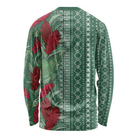 Women's Day Samoa Malu Tattoo Inspired Mix Teuila Long Sleeve Shirt Sage Green