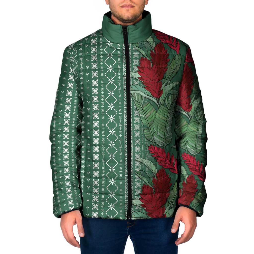 Women's Day Samoa Malu Tattoo Inspired Mix Teuila Padded Jacket Sage Green