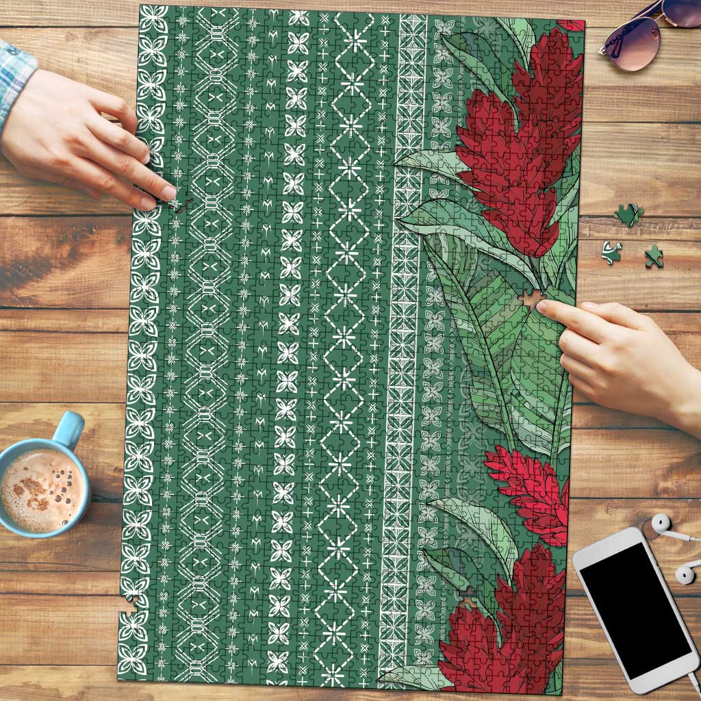 Women's Day Samoa Malu Tattoo Inspired Mix Teuila Puzzle Sage Green