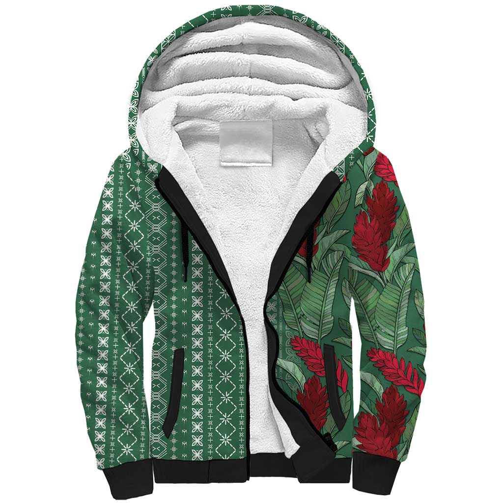 Women's Day Samoa Malu Tattoo Inspired Mix Teuila Sherpa Hoodie Sage Green