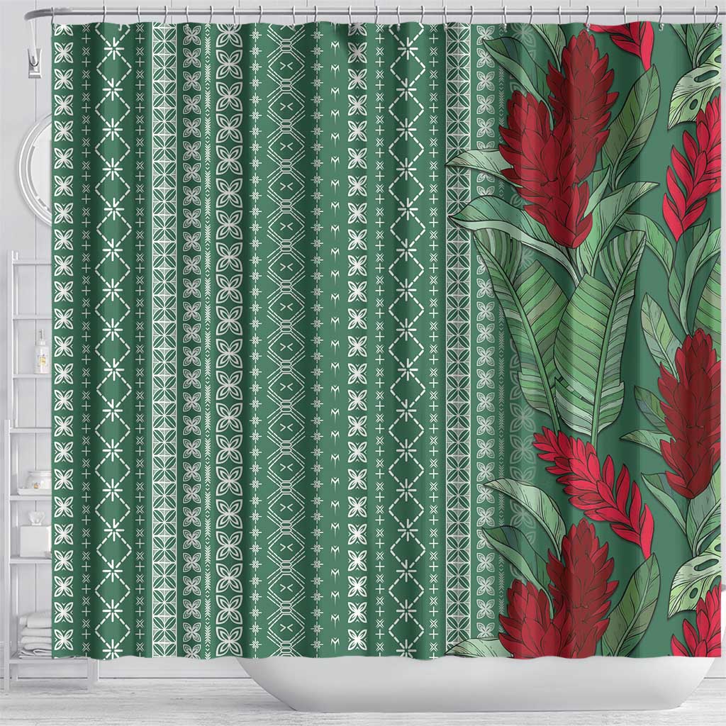 Women's Day Samoa Malu Tattoo Inspired Mix Teuila Shower Curtain Sage Green