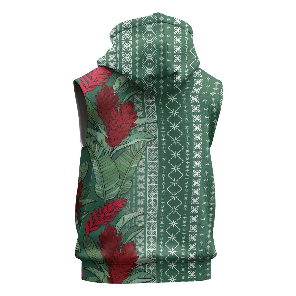 Women's Day Samoa Malu Tattoo Inspired Mix Teuila Sleeveless Hoodie Sage Green