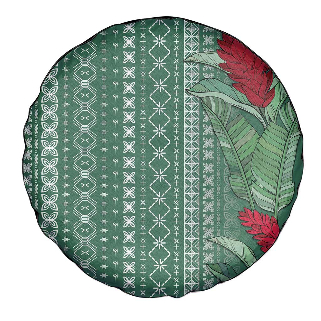 Women's Day Samoa Malu Tattoo Inspired Mix Teuila Spare Tire Cover Sage Green