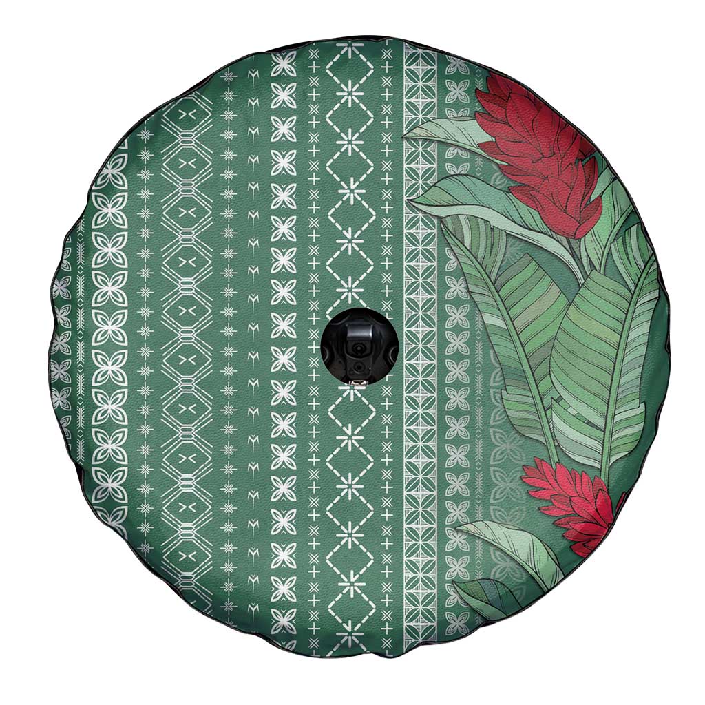 Women's Day Samoa Malu Tattoo Inspired Mix Teuila Spare Tire Cover Sage Green
