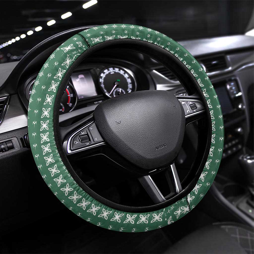 Women's Day Samoa Malu Tattoo Inspired Mix Teuila Steering Wheel Cover Sage Green