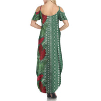 Women's Day Samoa Malu Tattoo Inspired Mix Teuila Summer Maxi Dress Sage Green