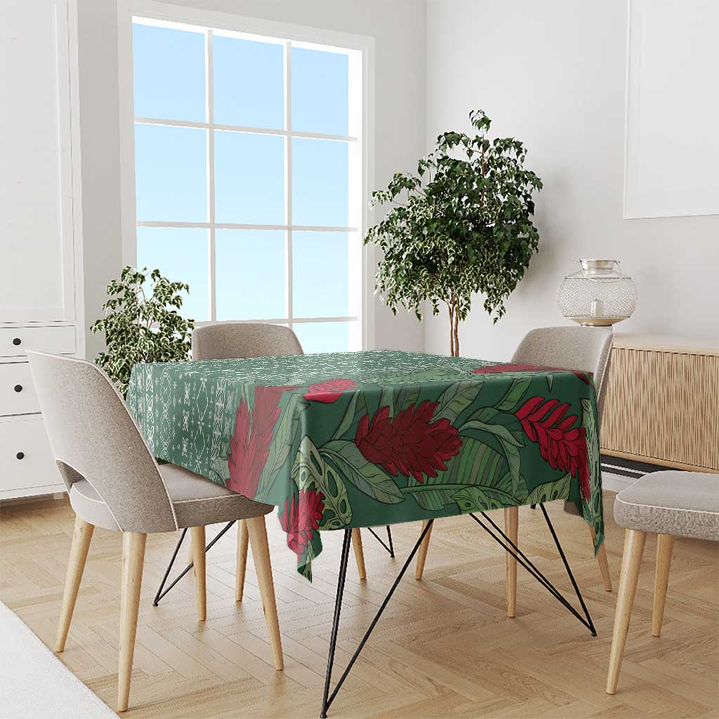 Women's Day Samoa Malu Tattoo Inspired Mix Teuila Tablecloth Sage Green