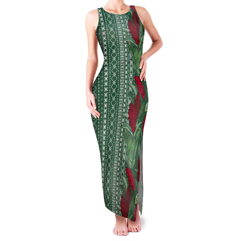 Women's Day Samoa Malu Tattoo Inspired Mix Teuila Tank Maxi Dress Sage Green