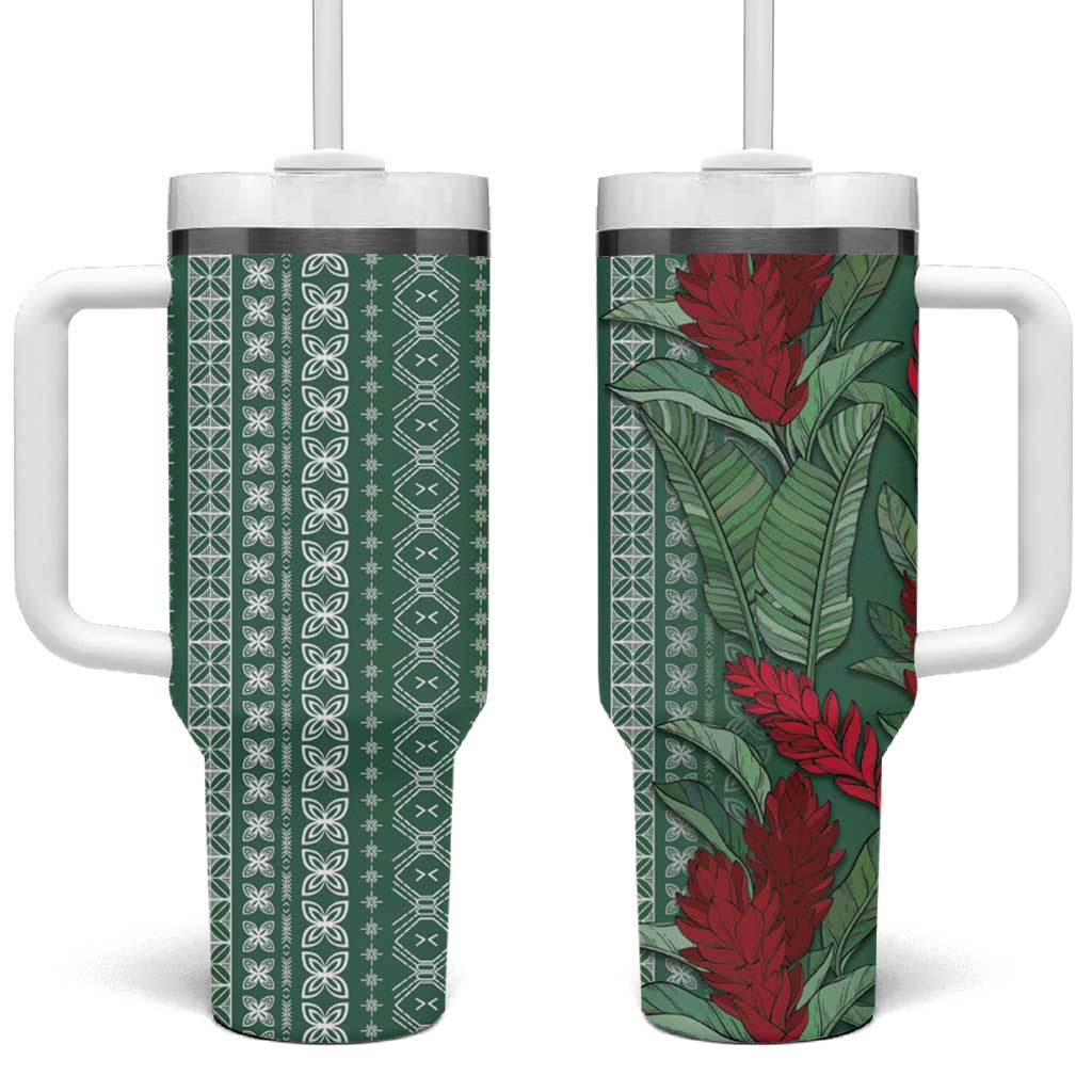 Women's Day Samoa Malu Tattoo Inspired Mix Teuila Tumbler With Handle Sage Green
