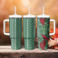 Women's Day Samoa Malu Tattoo Inspired Mix Teuila Tumbler With Handle Sage Green