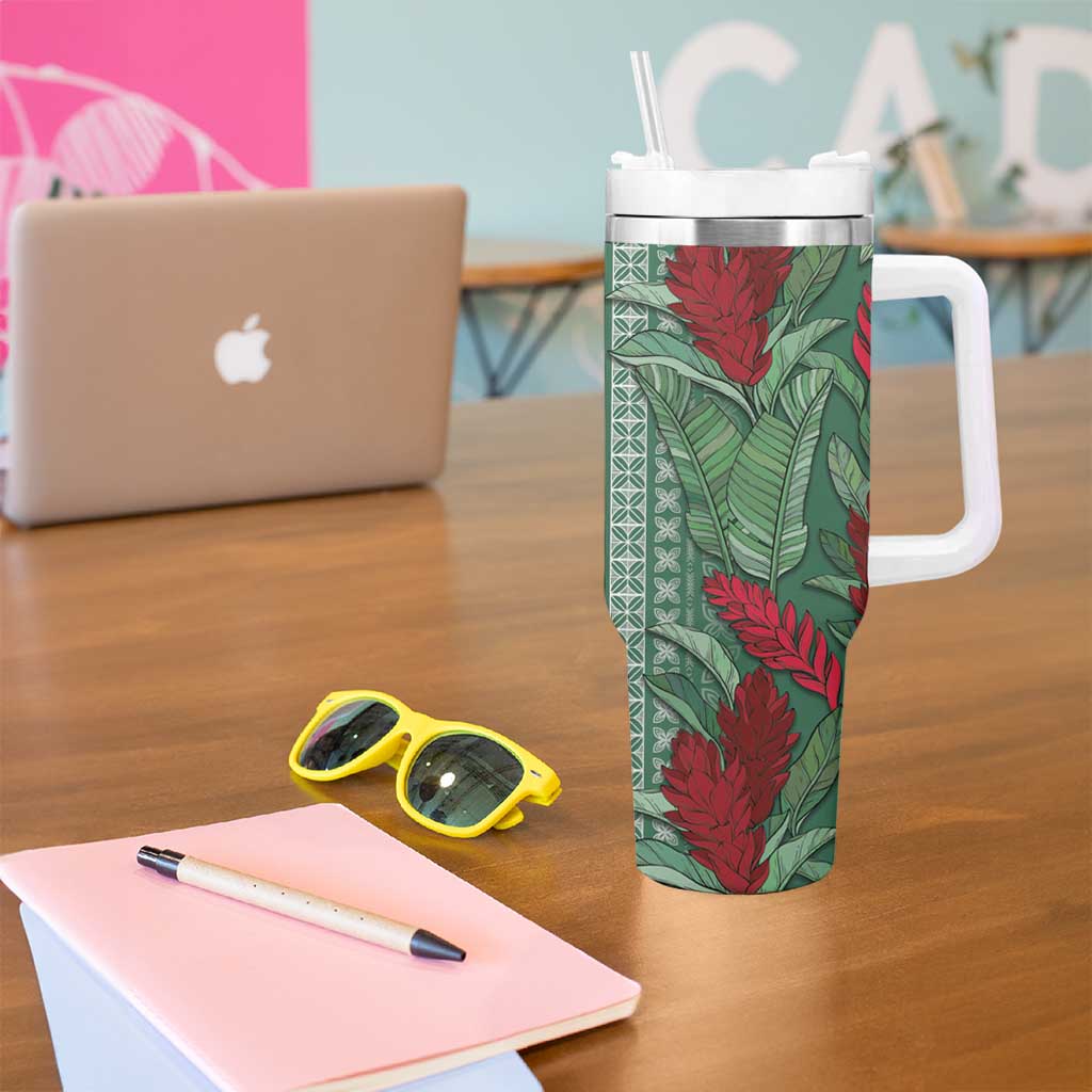 Women's Day Samoa Malu Tattoo Inspired Mix Teuila Tumbler With Handle Sage Green