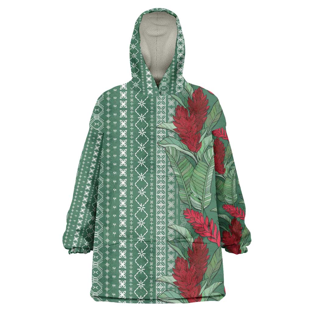 Women's Day Samoa Malu Tattoo Inspired Mix Teuila Wearable Blanket Hoodie Sage Green
