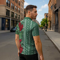 Women's Day Samoa Malu Tattoo Inspired Mix Teuila Zipper Polo Shirt Sage Green