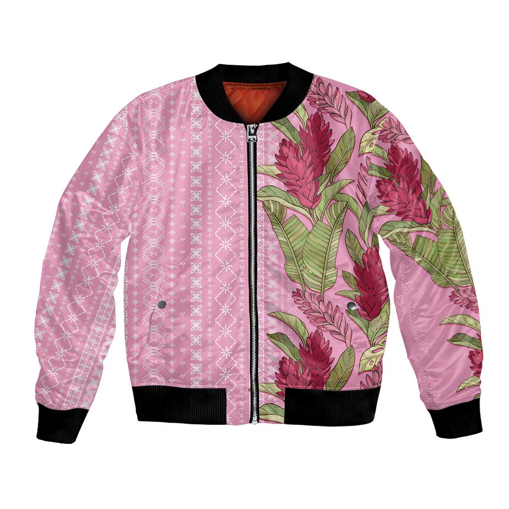 Women's Day Samoa Malu Tattoo Inspired Mix Teuila Bomber Jacket Rose Pink