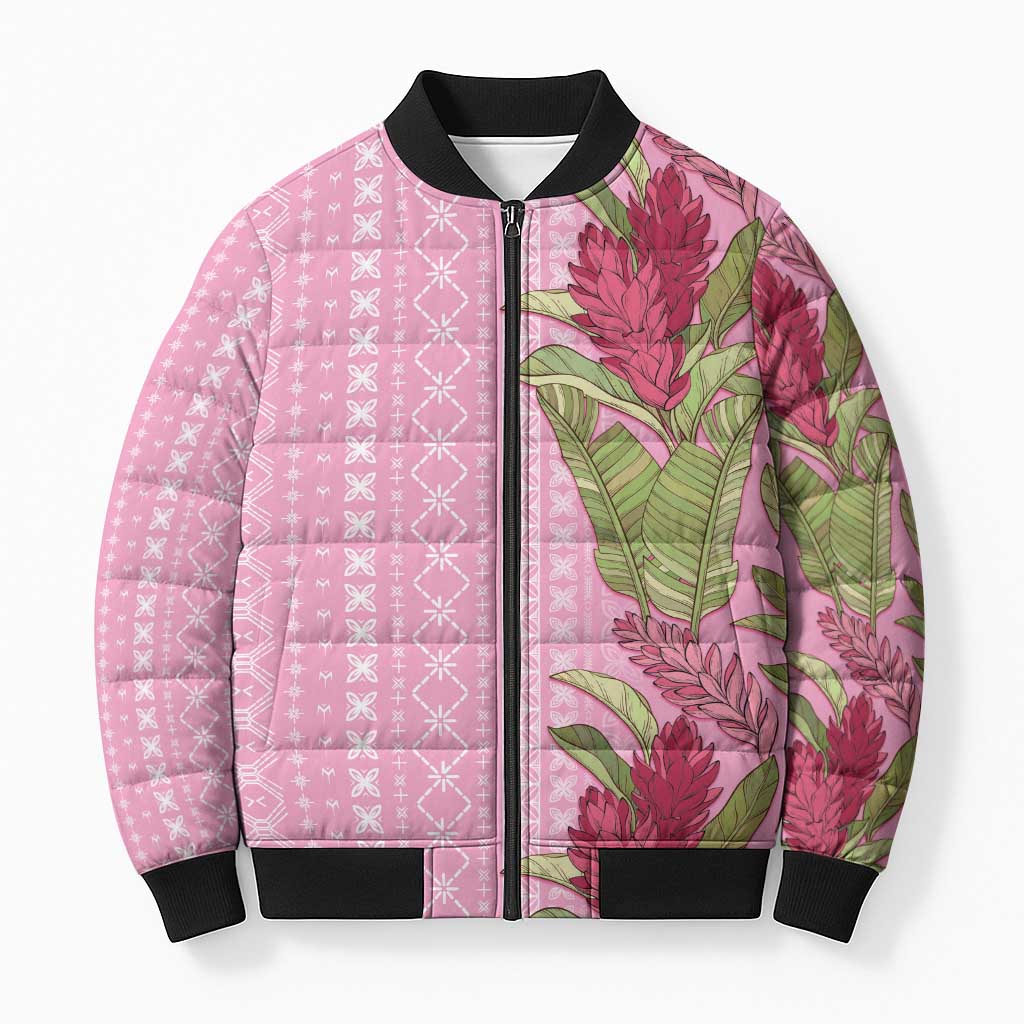 Women's Day Samoa Malu Tattoo Inspired Mix Teuila Bomber Puffer Jacket Rose Pink