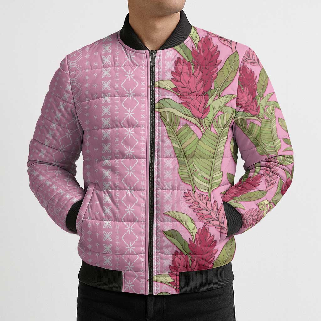 Women's Day Samoa Malu Tattoo Inspired Mix Teuila Bomber Puffer Jacket Rose Pink