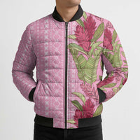 Women's Day Samoa Malu Tattoo Inspired Mix Teuila Bomber Puffer Jacket Rose Pink