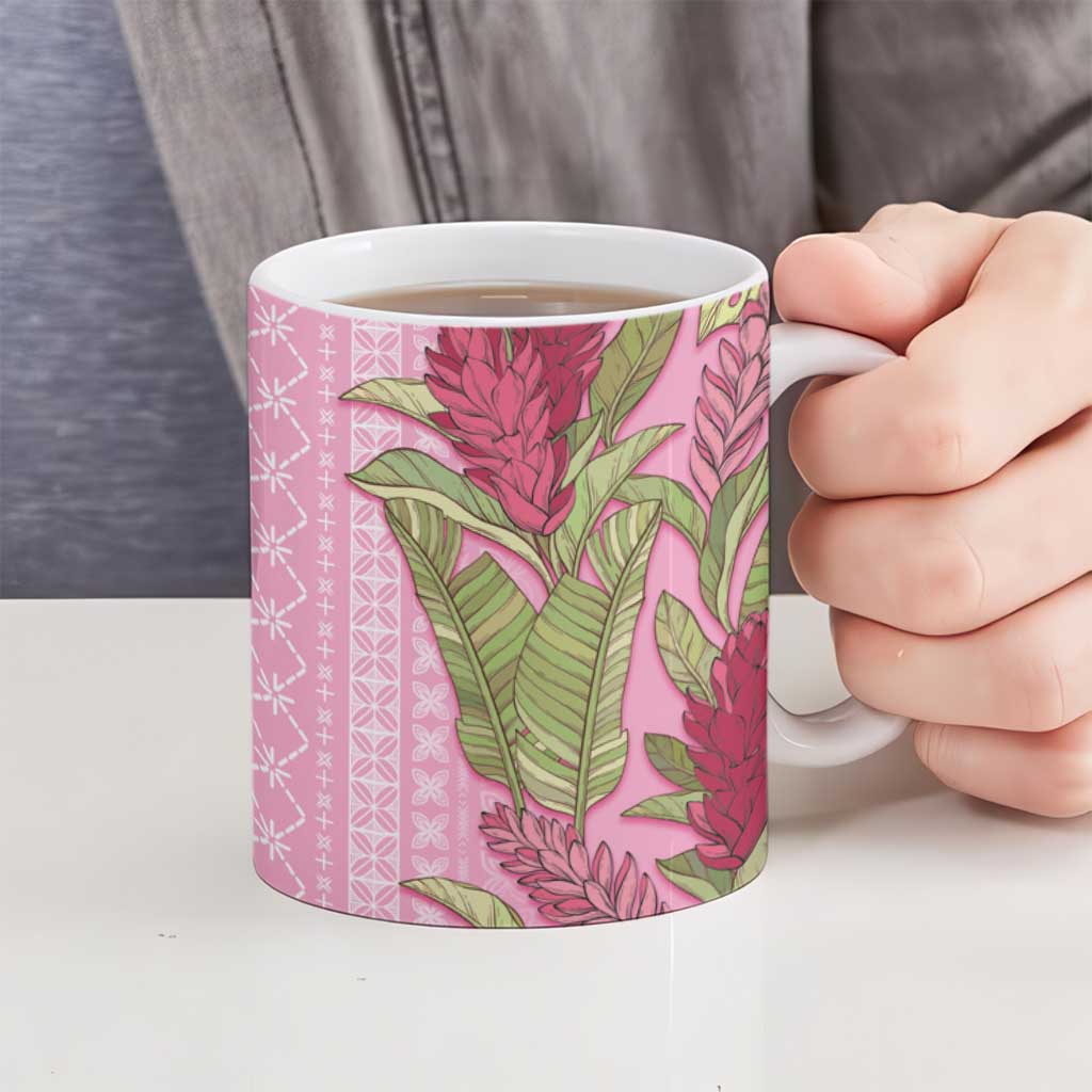 Women's Day Samoa Malu Tattoo Inspired Mix Teuila Ceramic Mug Rose Pink