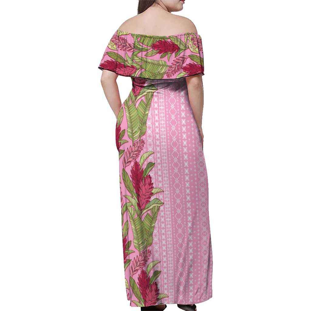 Women's Day Samoa Malu Tattoo Inspired Mix Teuila Family Matching Off Shoulder Maxi Dress and Hawaiian Shirt Rose Pink