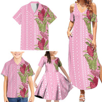 Women's Day Samoa Malu Tattoo Inspired Mix Teuila Family Matching Summer Maxi Dress and Hawaiian Shirt Rose Pink
