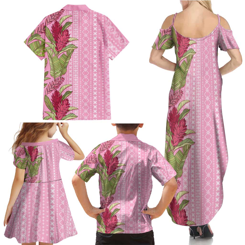 Women's Day Samoa Malu Tattoo Inspired Mix Teuila Family Matching Summer Maxi Dress and Hawaiian Shirt Rose Pink