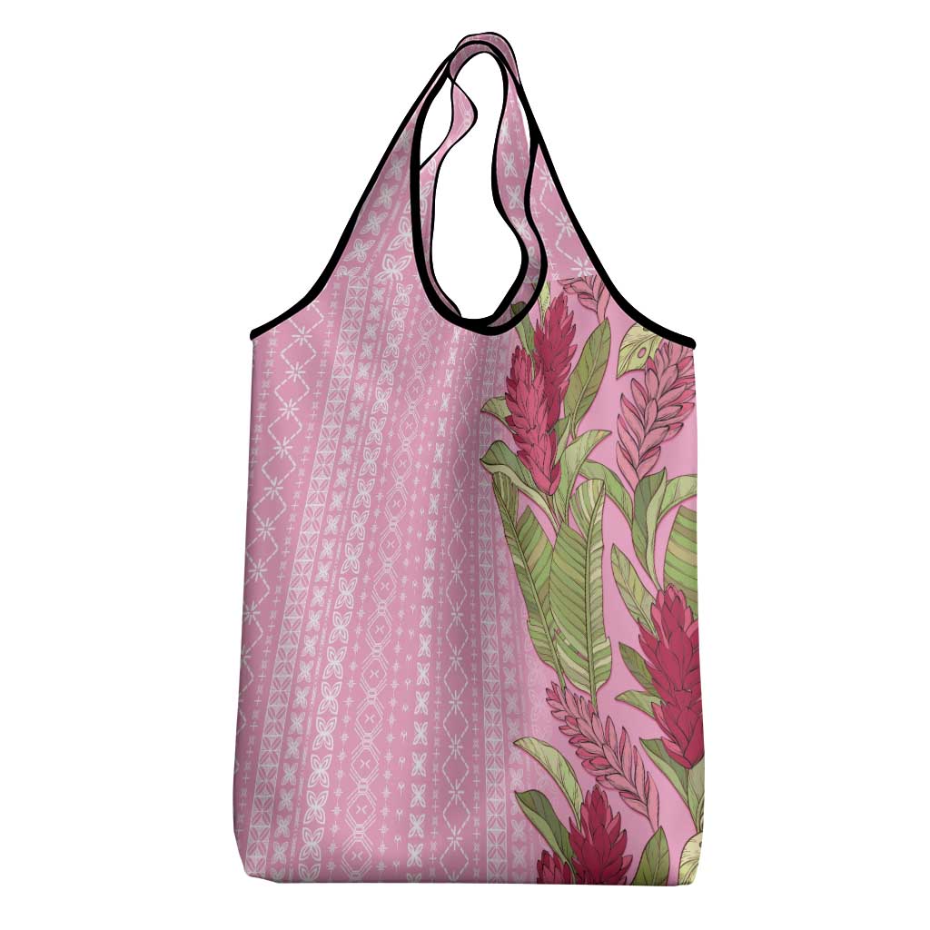 Women's Day Samoa Malu Tattoo Inspired Mix Teuila Grocery Bag Rose Pink