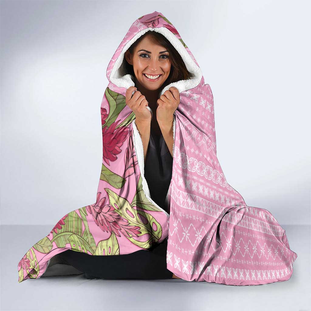 Women's Day Samoa Malu Tattoo Inspired Mix Teuila Hooded Blanket Rose Pink