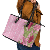 Women's Day Samoa Malu Tattoo Inspired Mix Teuila Leather Tote Bag Rose Pink