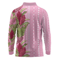 Women's Day Samoa Malu Tattoo Inspired Mix Teuila Long Sleeve Polo Shirt Rose Pink