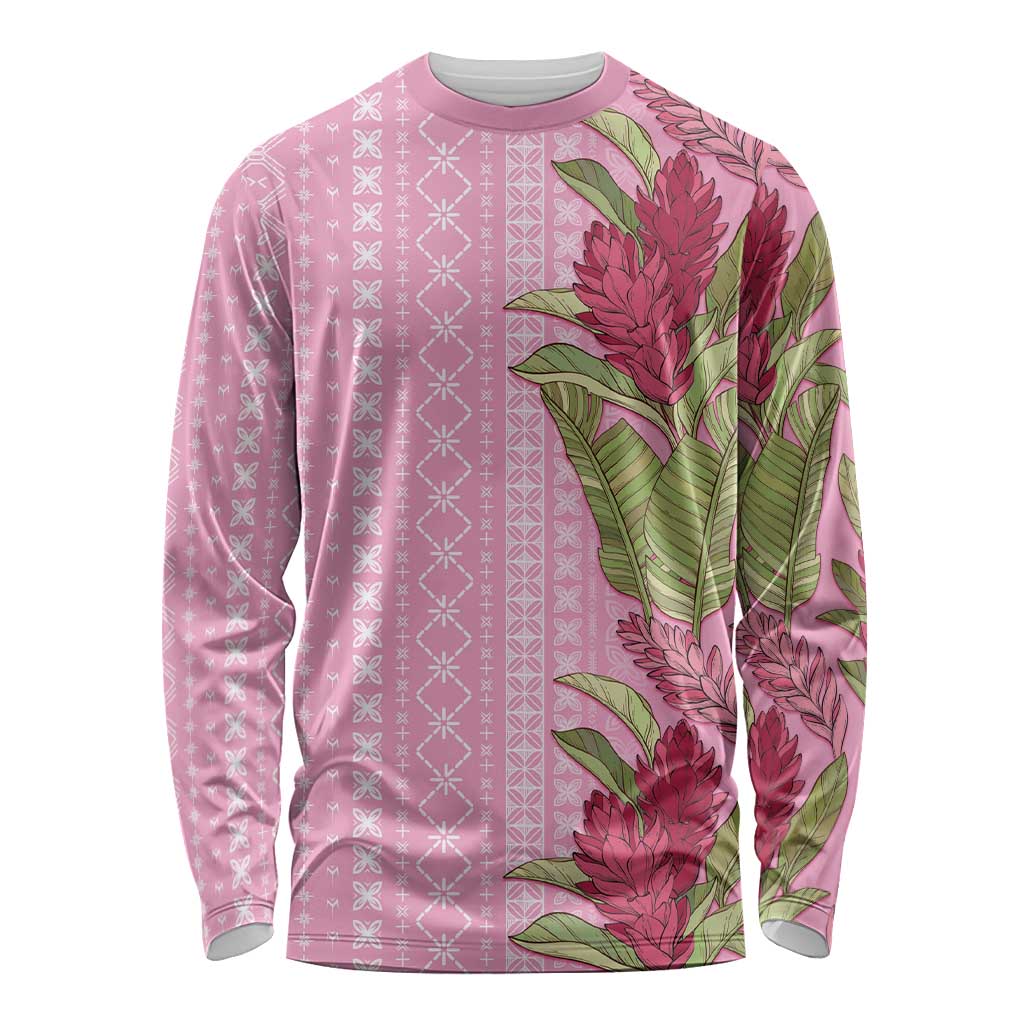 Women's Day Samoa Malu Tattoo Inspired Mix Teuila Long Sleeve Shirt Rose Pink